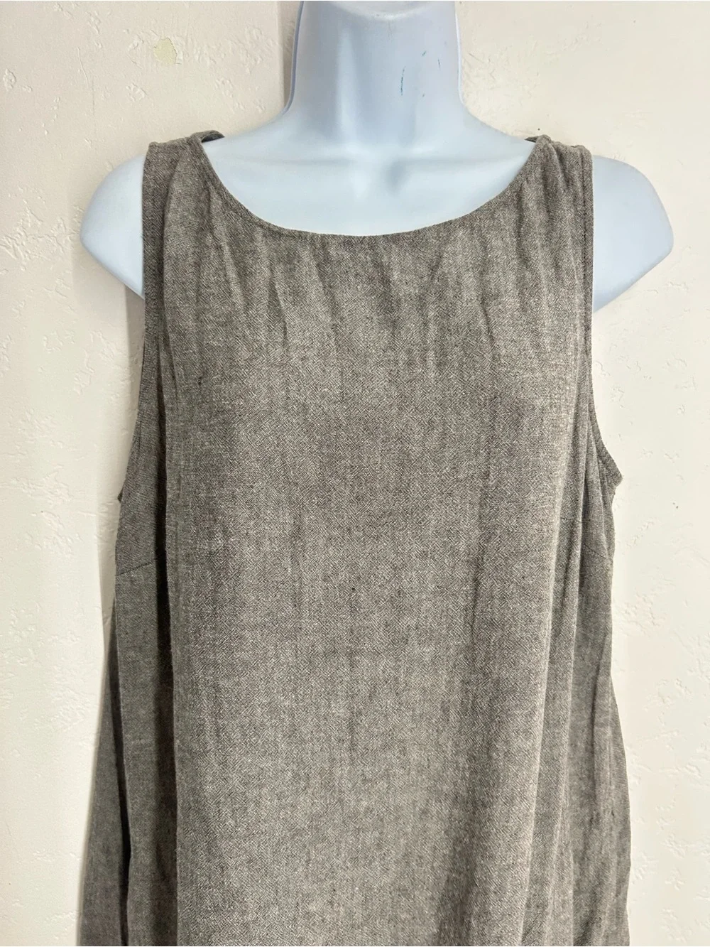 J. Jill Pure Jill Linen Blend Sleeveless A-Line Midi Dress M/L Taupe Gray